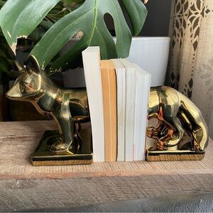 SOLD Gold Coloured Fox Bookends
